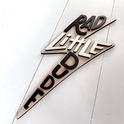 Rad Little Dude Lightning Bolt Wall Sign – Boys Nursery & Kids Room Decor