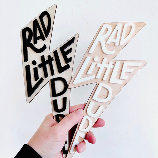Rad Little Dude Lightning Bolt Wall Sign – Boys Nursery & Kids Room Decor