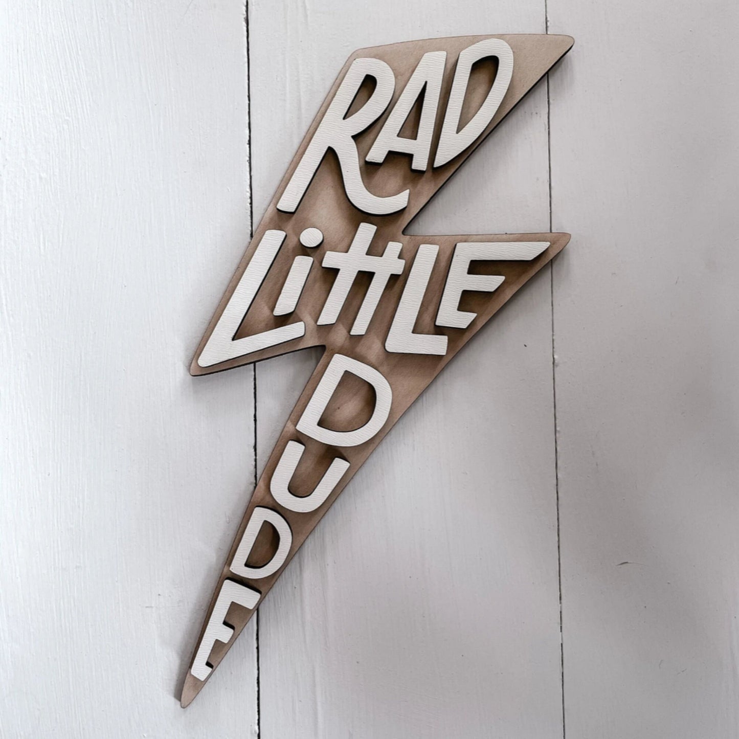 Rad Little Dude Lightning Bolt Wall Sign – Boys Nursery & Kids Room Decor
